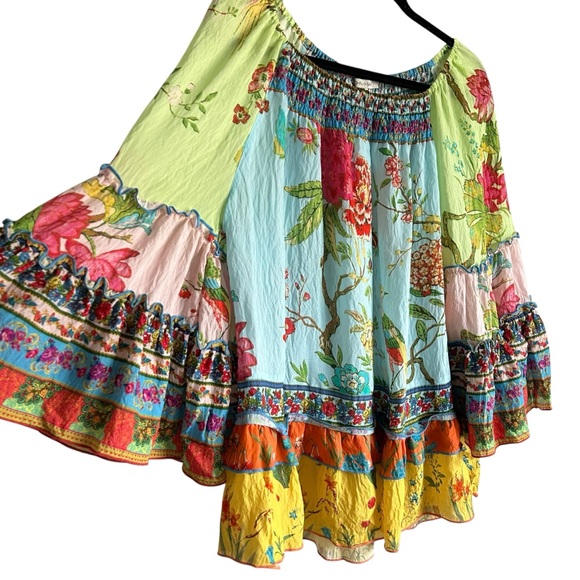 John Mark Floral Bird Print Boho Wide Sleeve Blouse Womens L - Picture 3 of 6